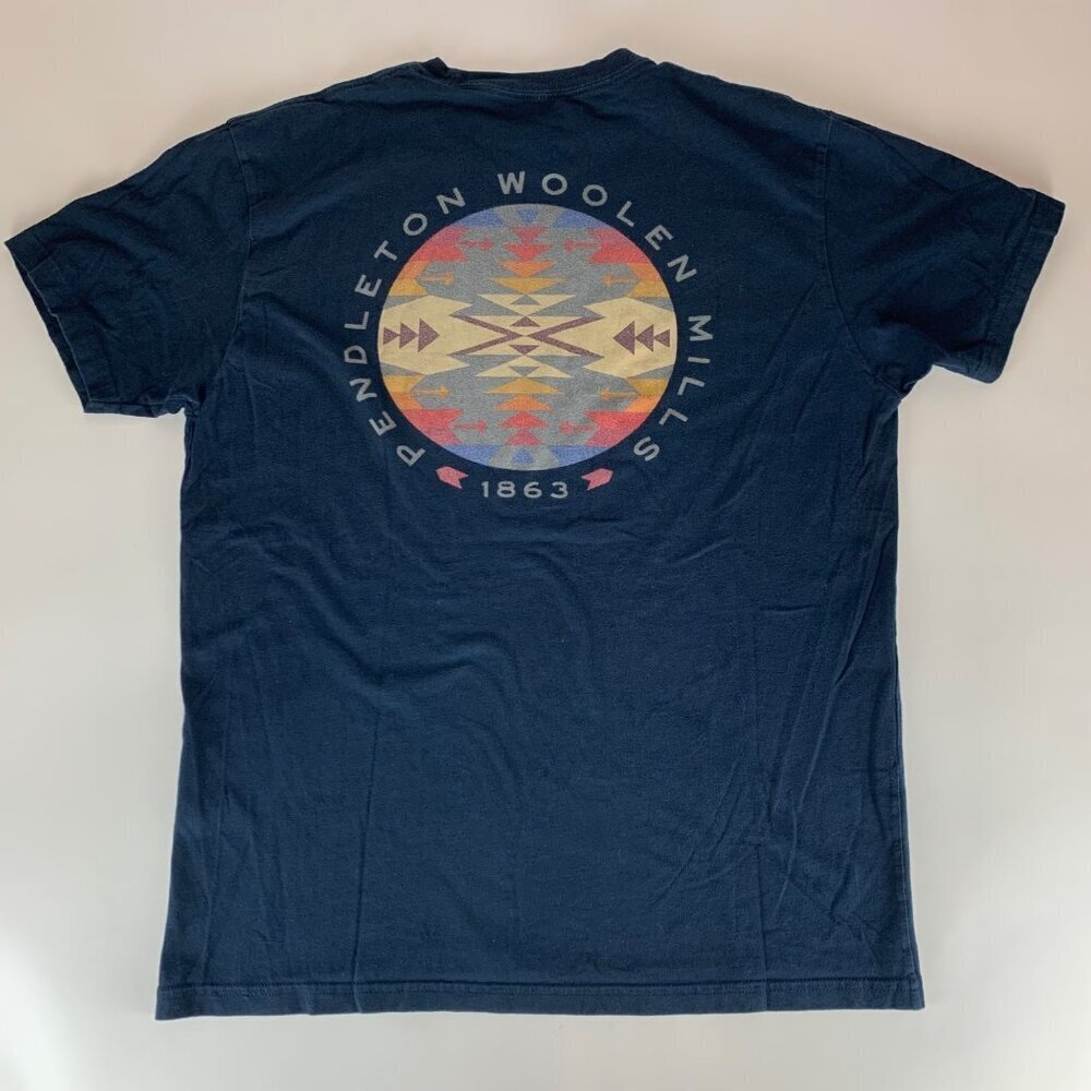 Pendleton Navy Blue Short Sleeve Crewneck Shirt Mens Large READ